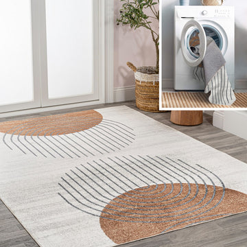 Kallax Geometric Modern Low-Pile Machine-Washable Area Rug